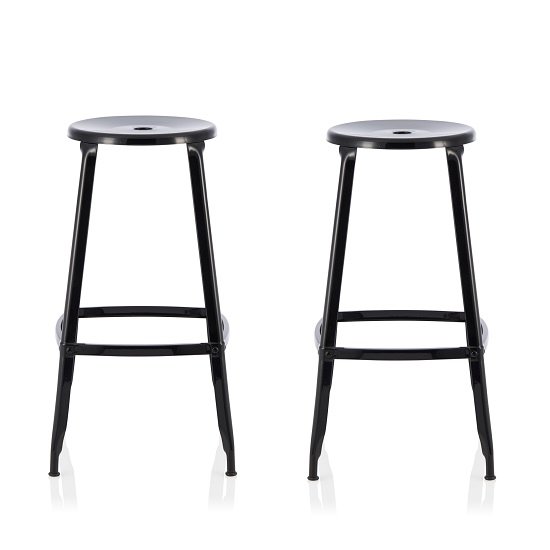 Bryson 66cm Metal Bar Stools In Black In A Pair