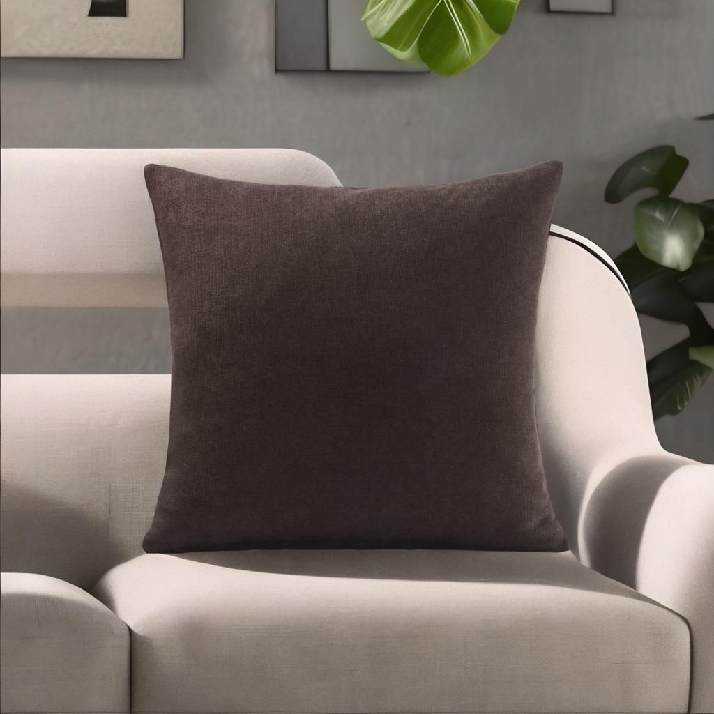 Luxury Living Velvet Chenille Cushion in Chocolate