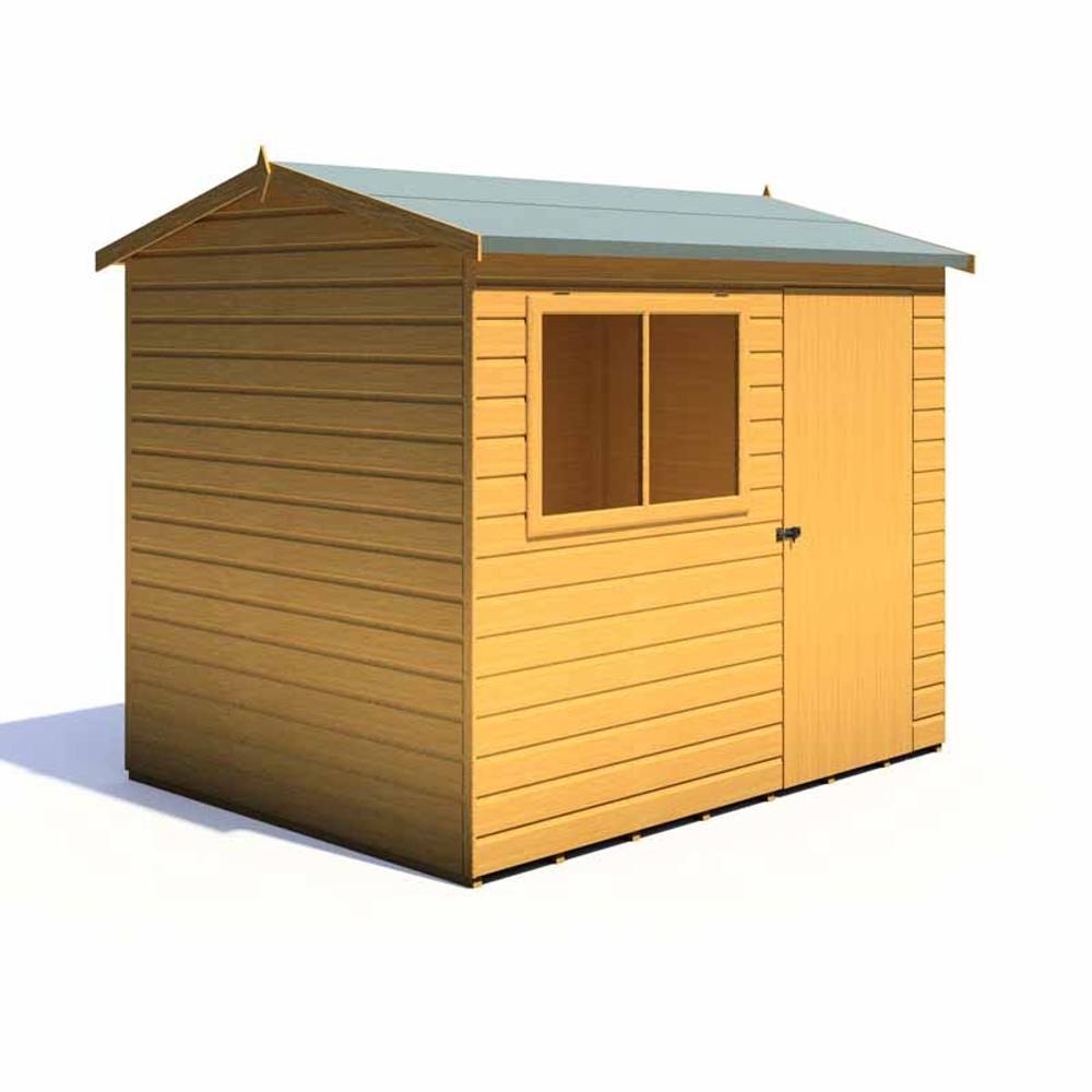 Shires Lewis 8 x 6 Feet Single Door Reverse Apex Style C Shed in Brown 3