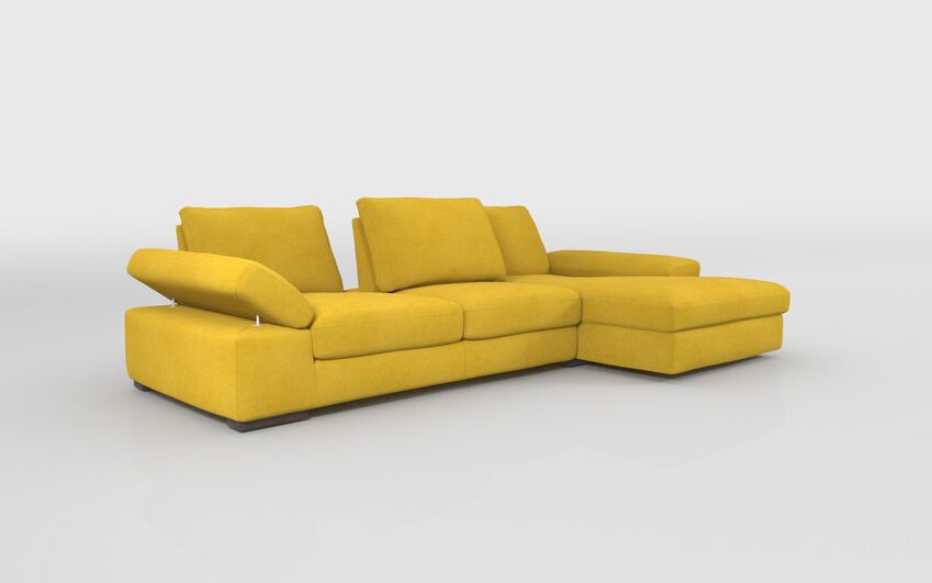 Green Fabric Savazza 4 Seater Sofa with Adjustable Back Rest Right Hand Facing Lounger