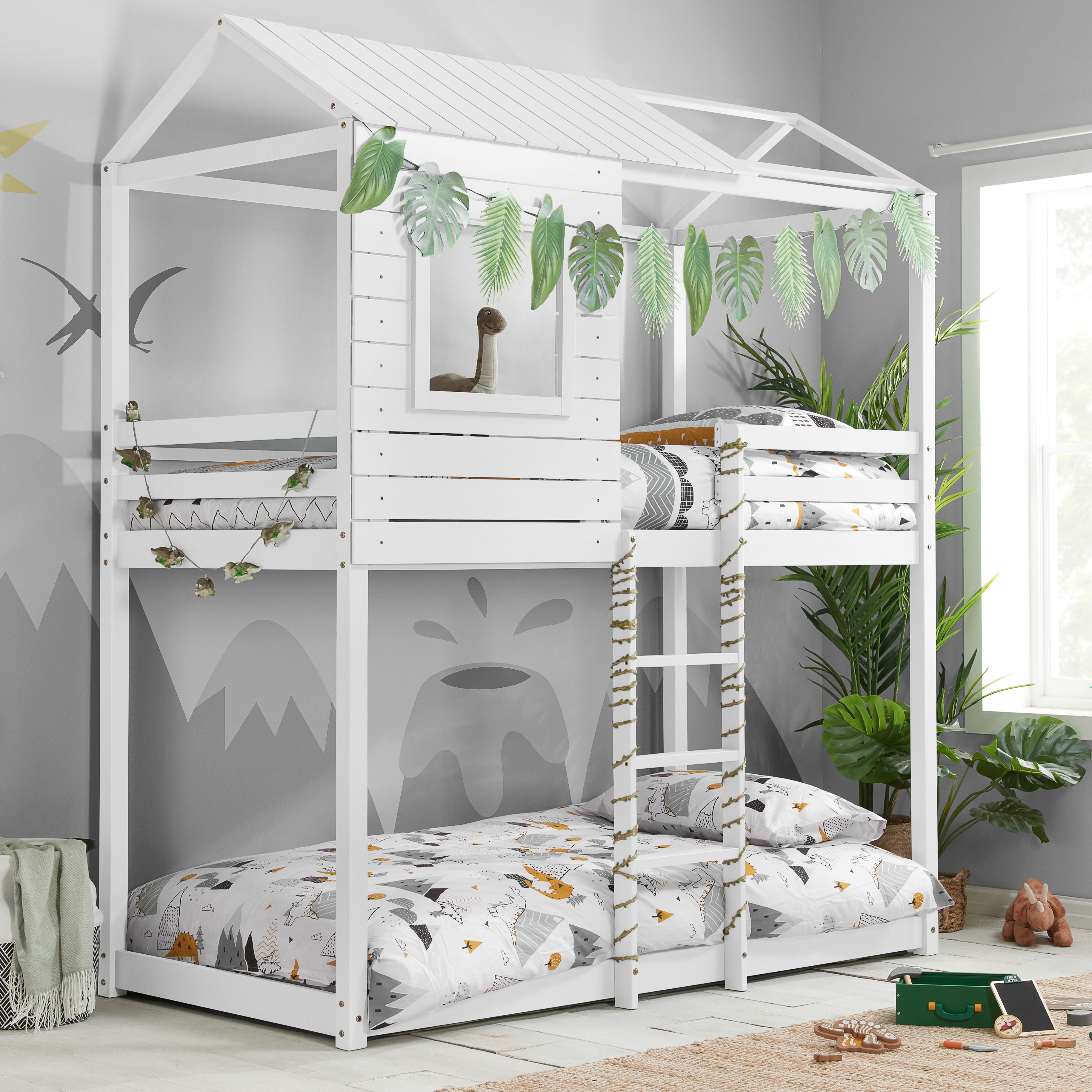 Birlea Solid Wood Bunk Beds Adventure 3FT Single Bed Pine Frame in White