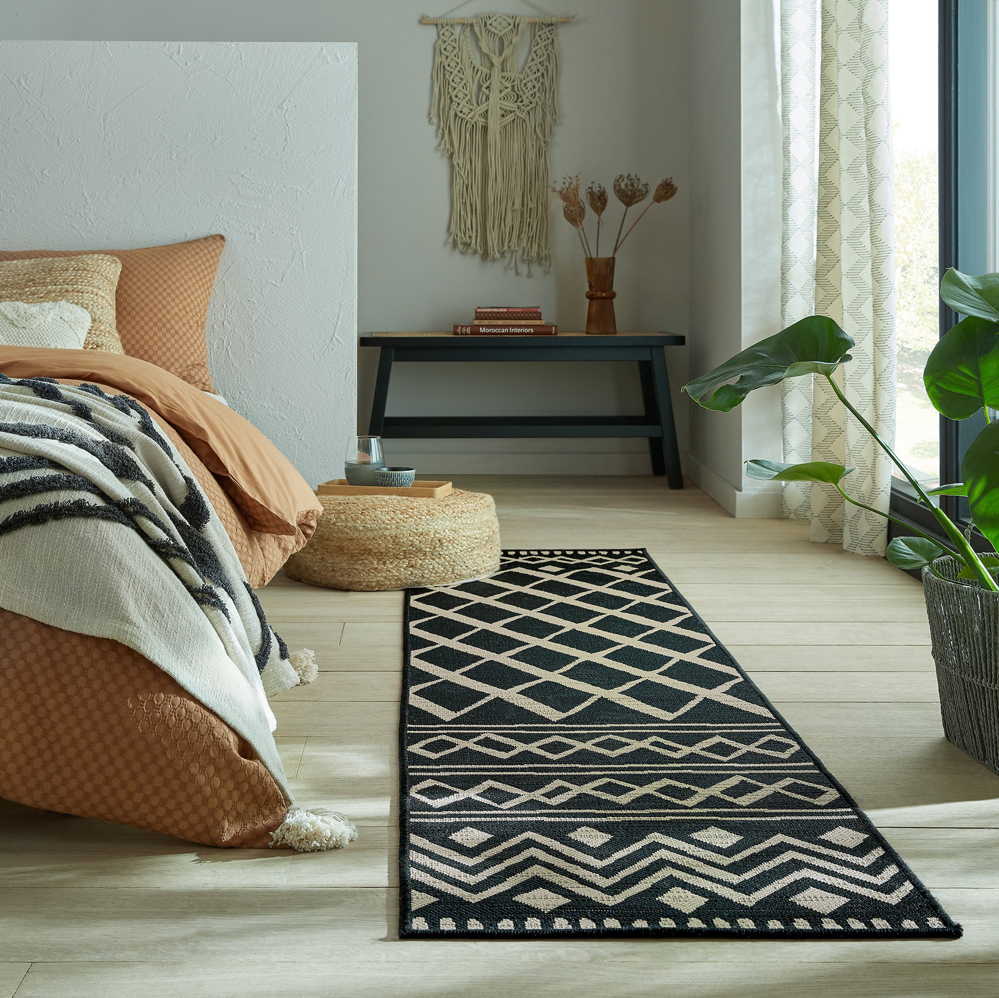 Souk Indoor Outdoor Black Runner Souk Black and Beige