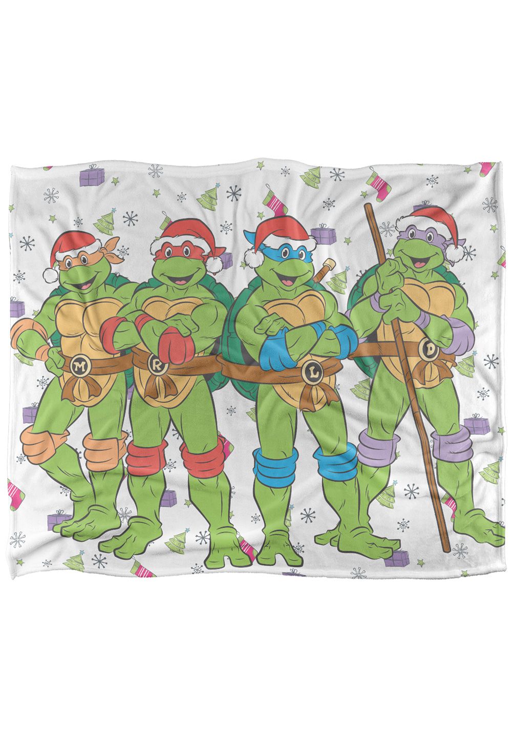 Teenage Mutant Ninja Turtles TMNT Holiday Heroes Silky Touch Super Soft Throw Blanket 152 X 127 cm in White