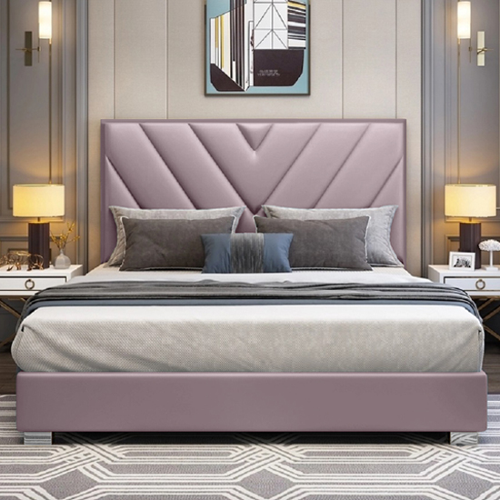 Dewitt Plush Velvet Single Bed In Pink