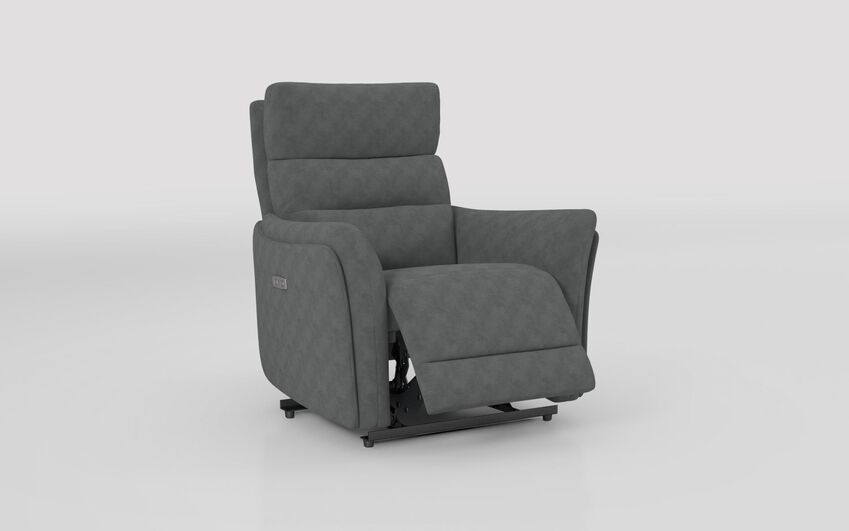 Grey Fabric Cleveley Power Recliner Chair with Power Head Tilt