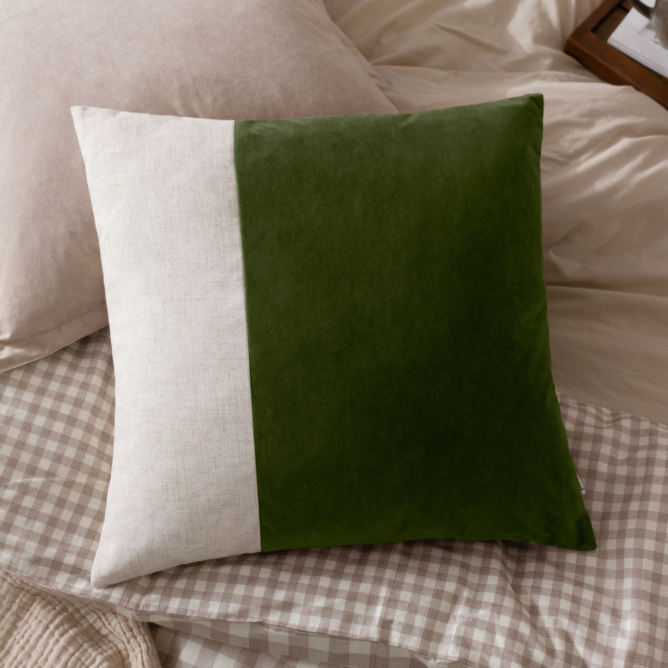 Yard Morden Soft-Washed Velvet Cushion in Dark Olive