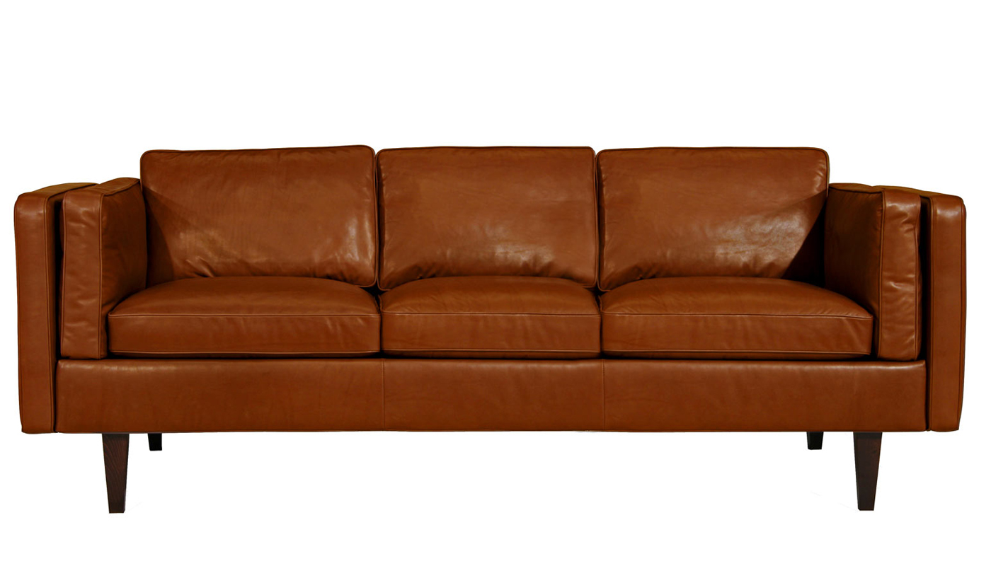 Heal's Chill 4 Seater Sofa Leather Hide Tobacco Wenge Feet 1