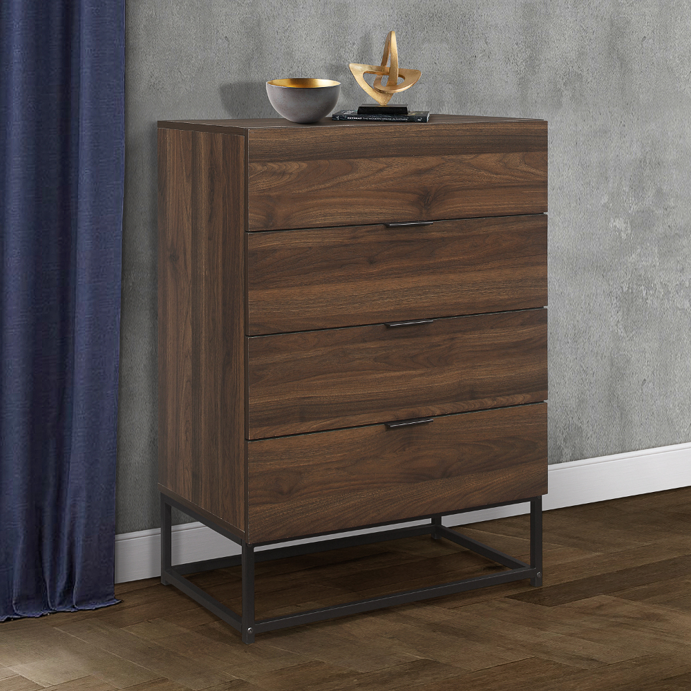 Houston Walnut Wooden 4 Drawer Chest