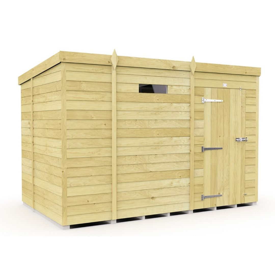 Buttercup Farm 9 x 6 Feet Pent Security Shed - Single Door - L178 x W276 x H201 cm in Brown