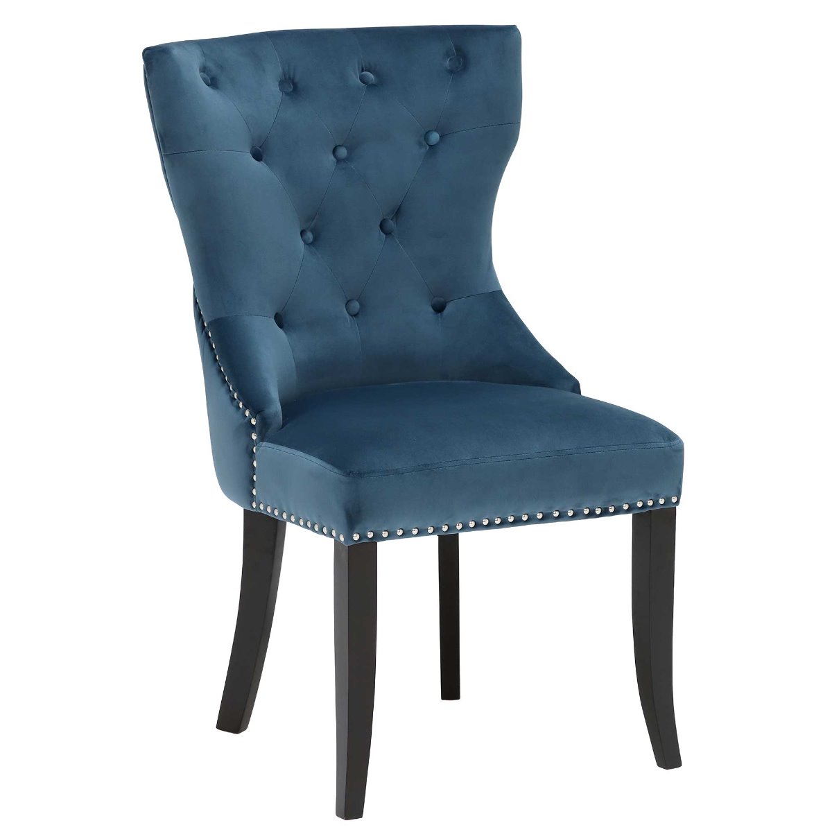 Kinsey Dining Chair - Blue - Velvet - Buttoned - W55.5 x D59 x H96.5cm - Barker & Stonehouse