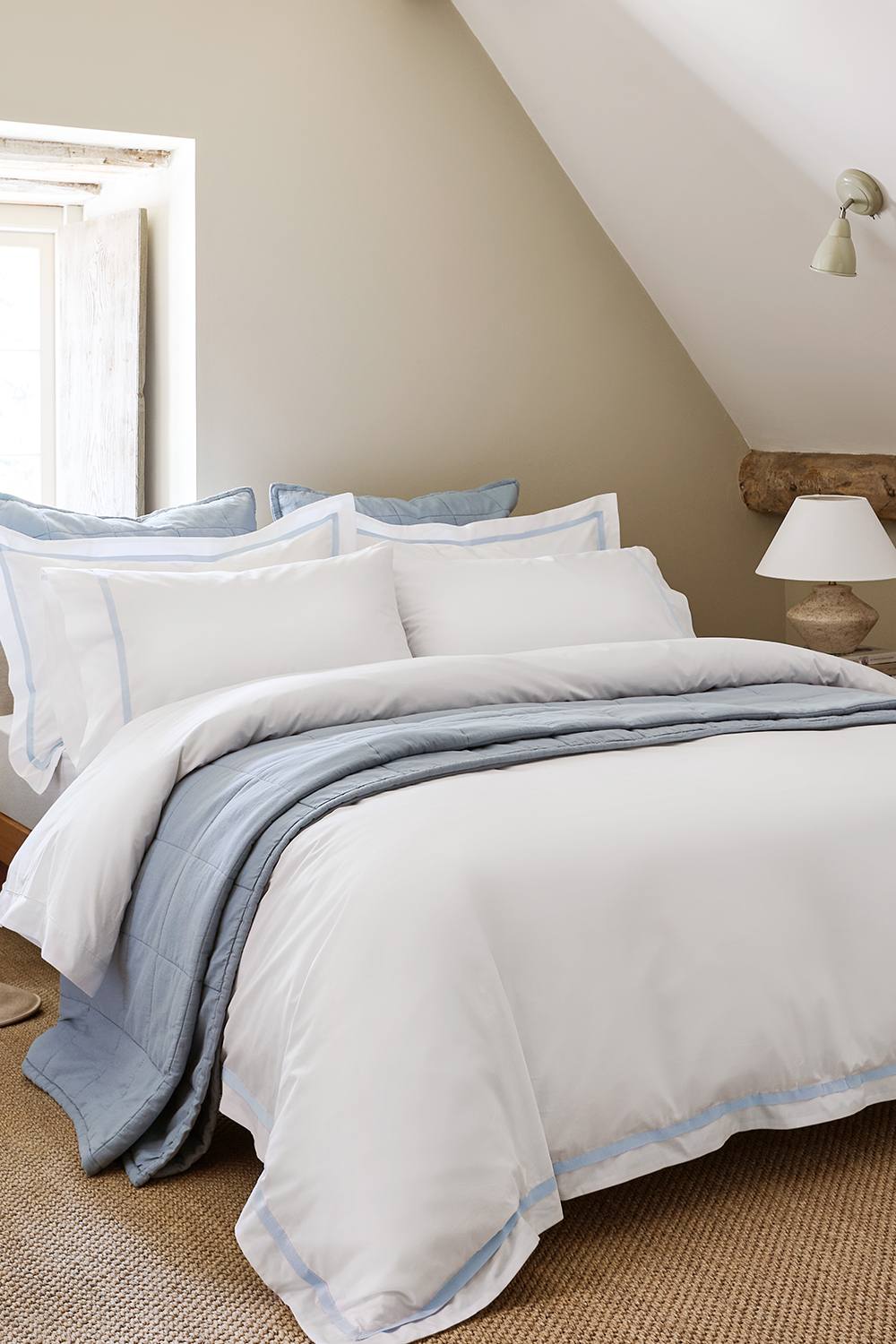 CHRISTY 'Beaumont' Luxury Cotton Percale Hotel Duvet Cover Sets in Pale Blue