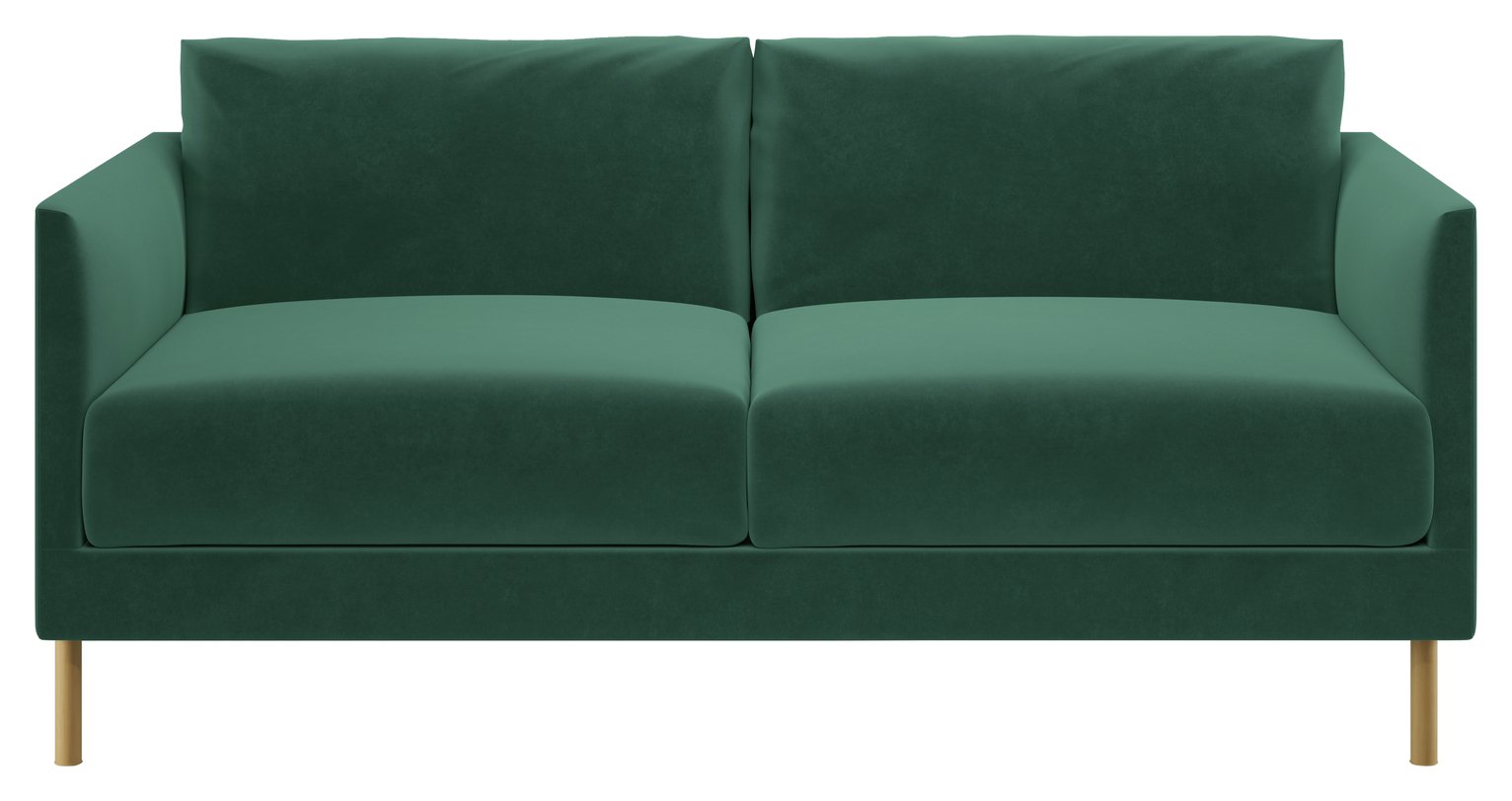 Habitat Hyde 2 Seater Velvet Sofa - Green