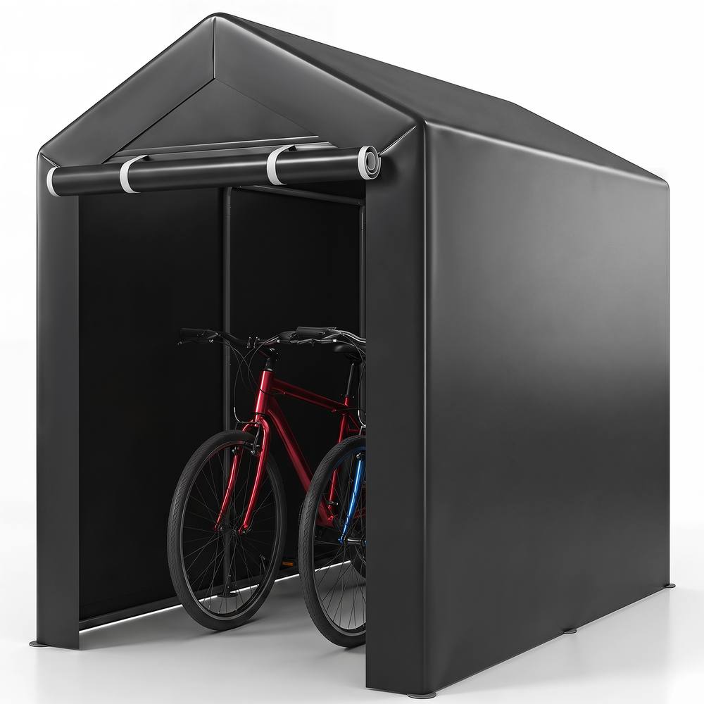 Costway 180x120CM Storage Shed Carport Garage Tent Galvanized Metal Shelter in Grey