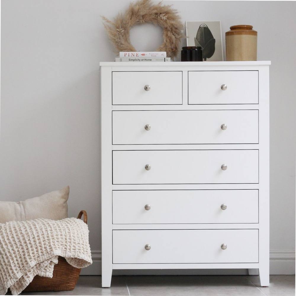 Statement Furniture Brooklyn 2 Over 4 Chest of Drawers in White