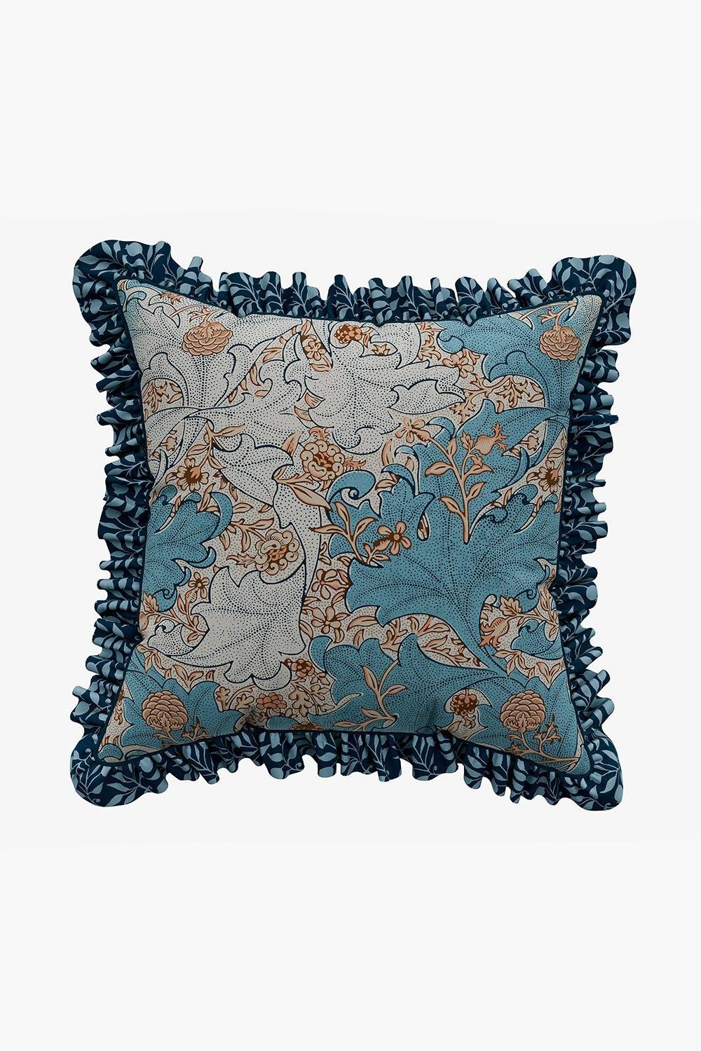 Morris & Co 'Bird' Cotton Cushion in Blue