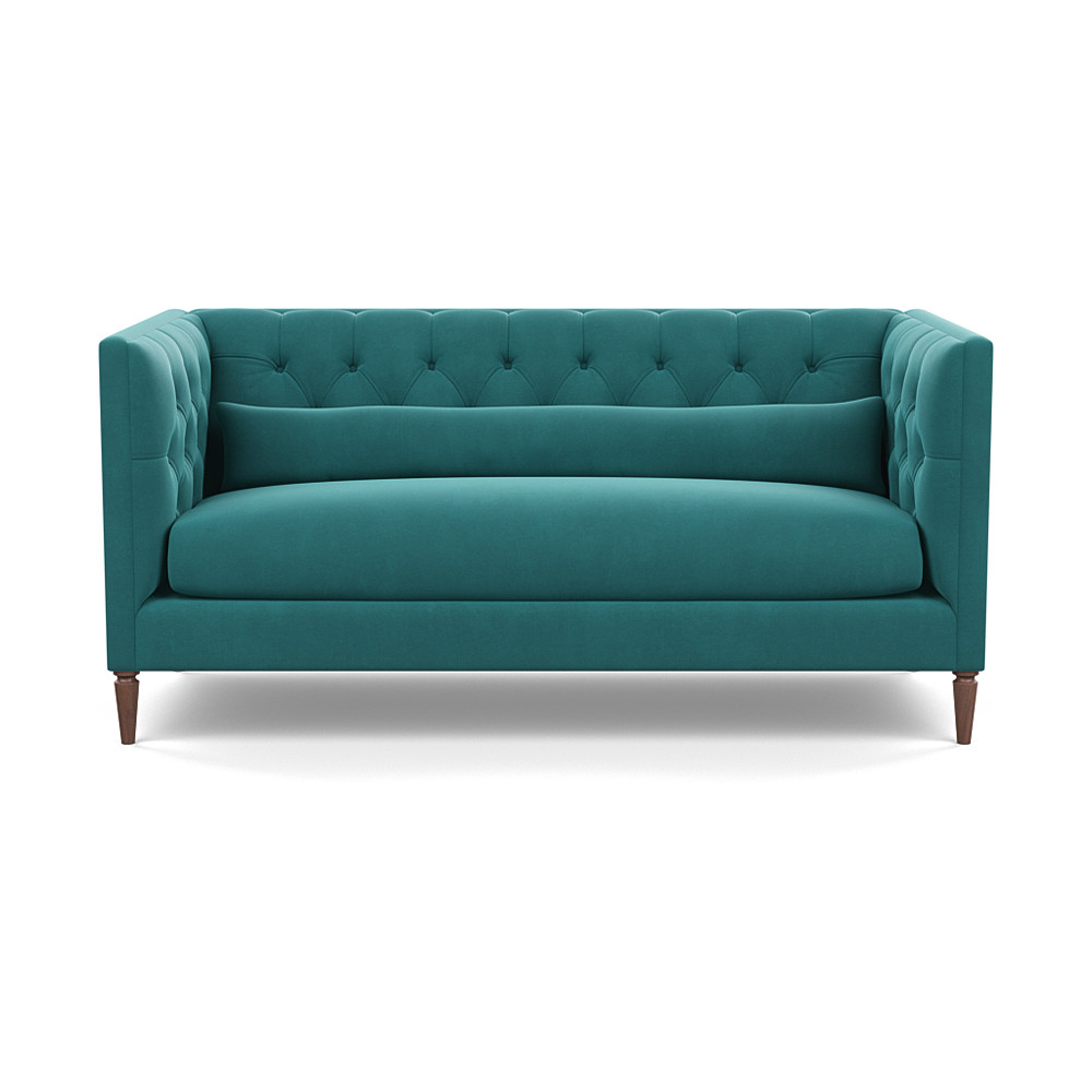 Heal's Balmoral 3 Seater Sofa Smart Velvet Turquoise Walnut Feet