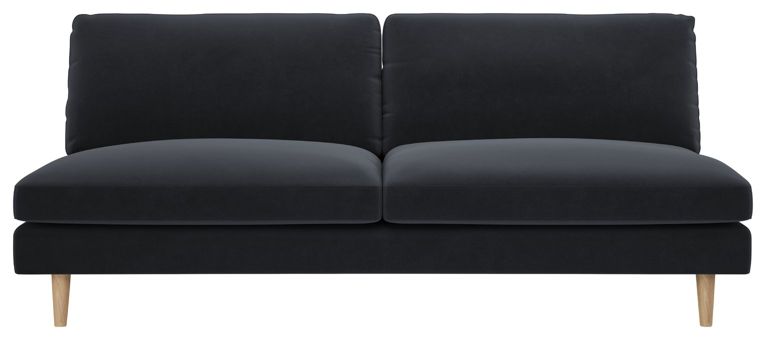 Habitat Teo 3 Seater Velvet Sofa - Charcoal