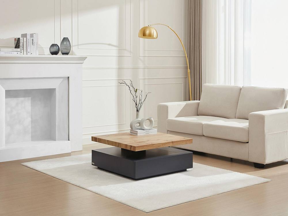 Vente-unique 1 Drawer & Swivelling Tray Coffee Table - MDF - Colour: Anthracite & in Grey