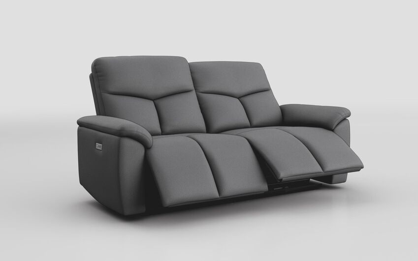Grey Fabric Caselle 3 Seater Power Recliner Sofa