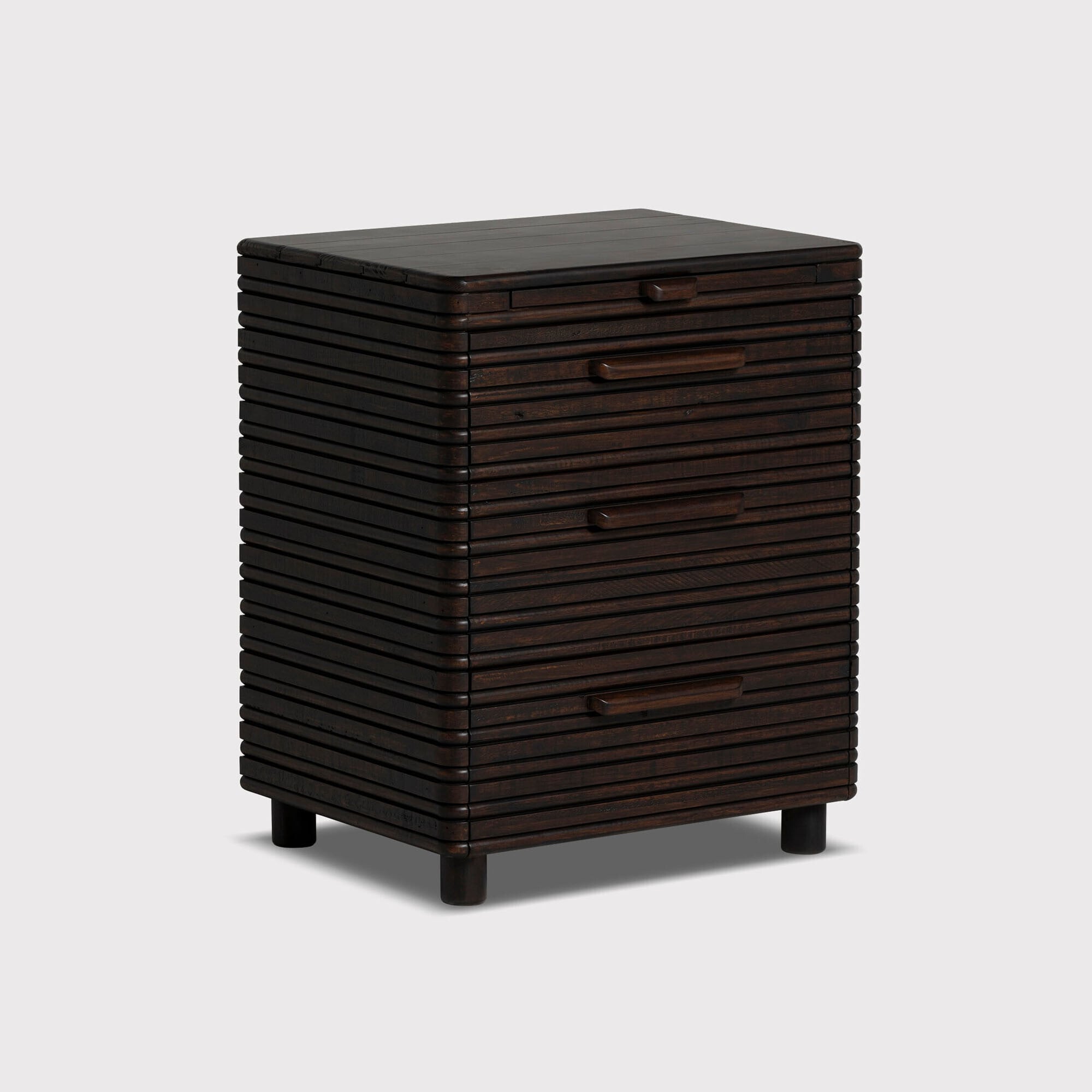 Tova 3 Drawer Wide Bedside Table, Wood | Barker & Stonehouse