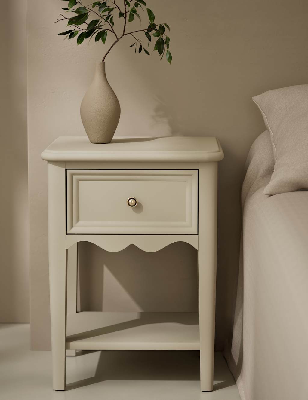 M&S Damask Bedside Table Neutral