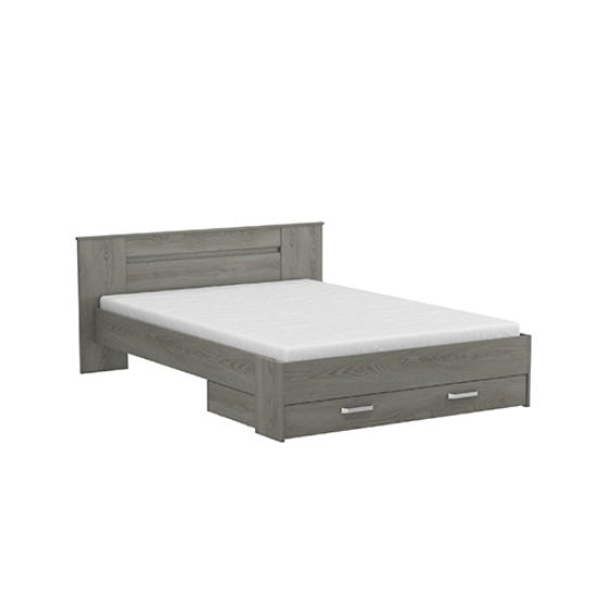 Marshall Contemporary Wooden Bed In Hudson Oak With 1 Drawer