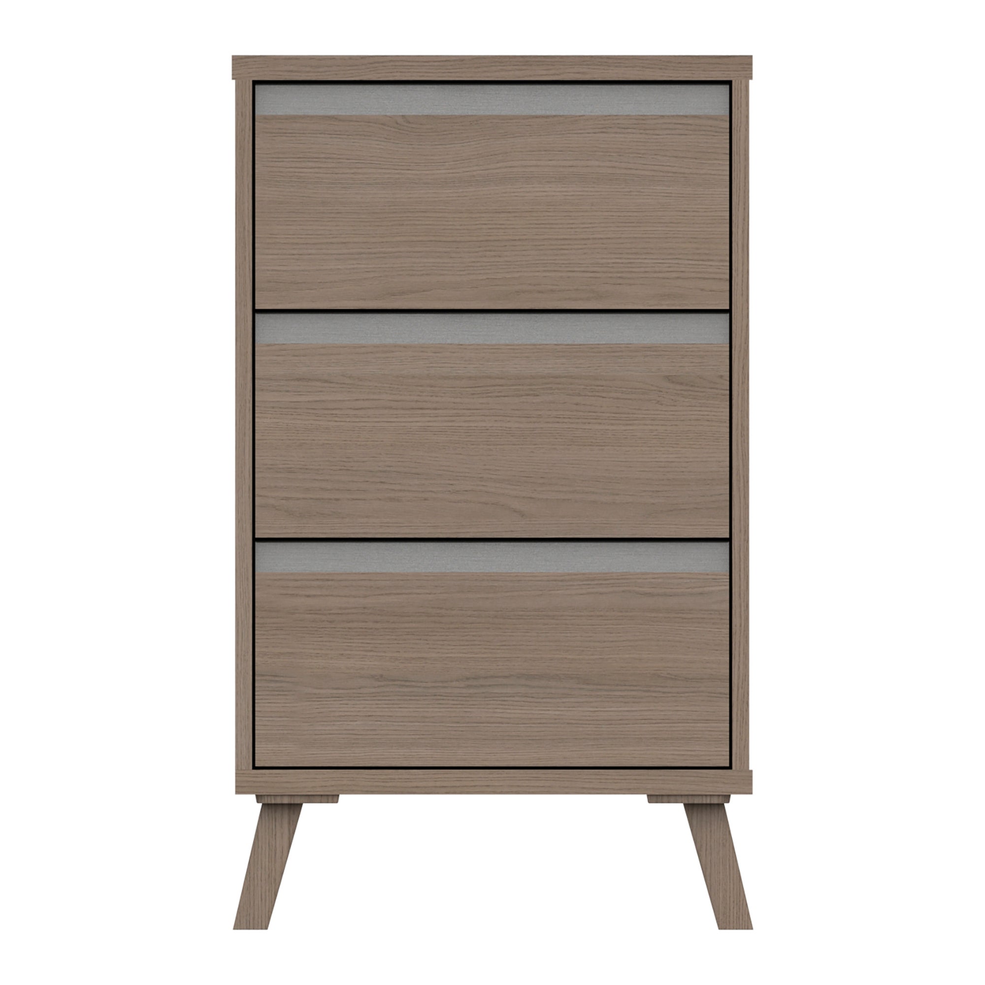 Jenson 3 Drawer Bedside Table Grey/Brown