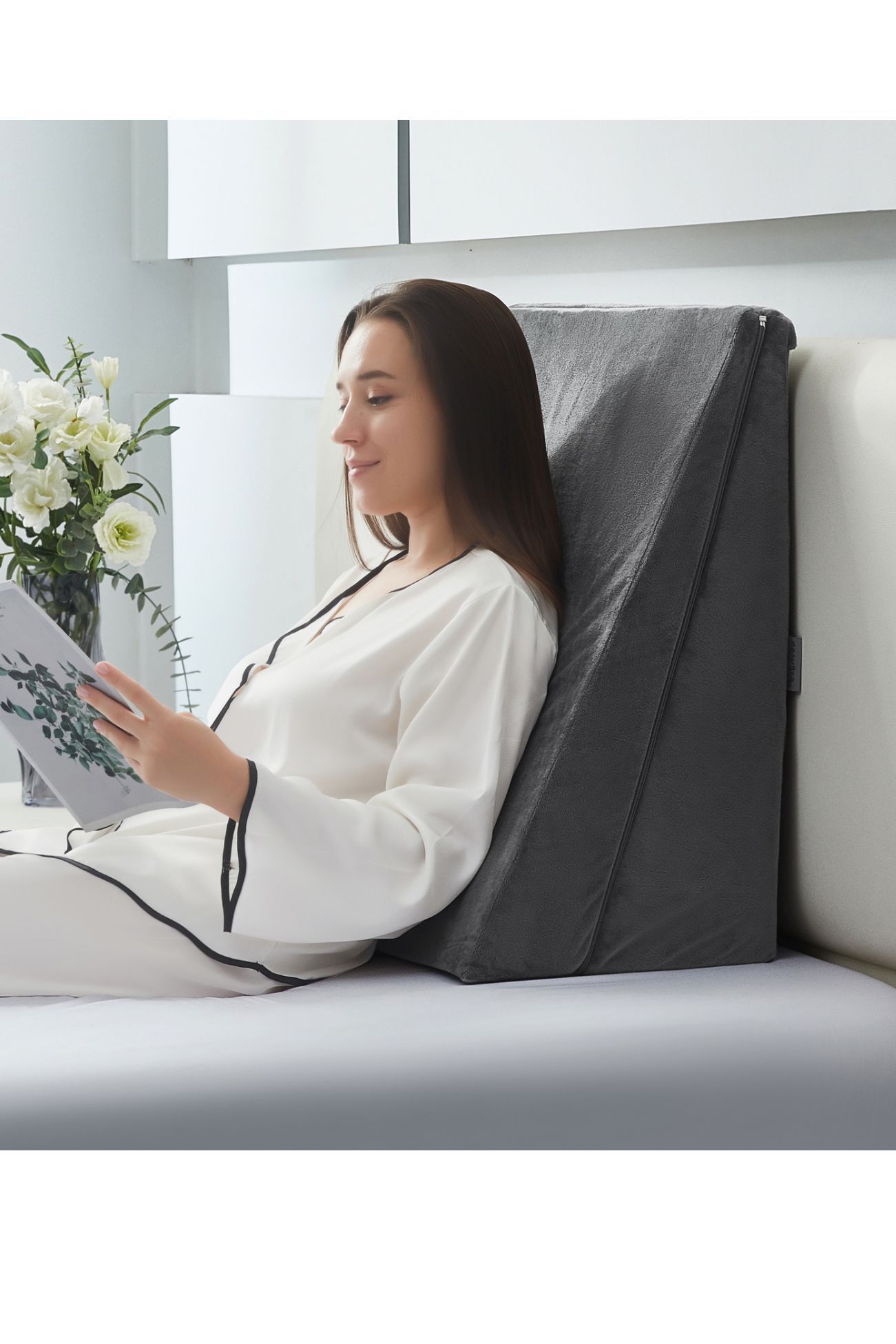 Ezysleep Dual Layer Adjustable Memory Foam Wedge Pillow in Grey