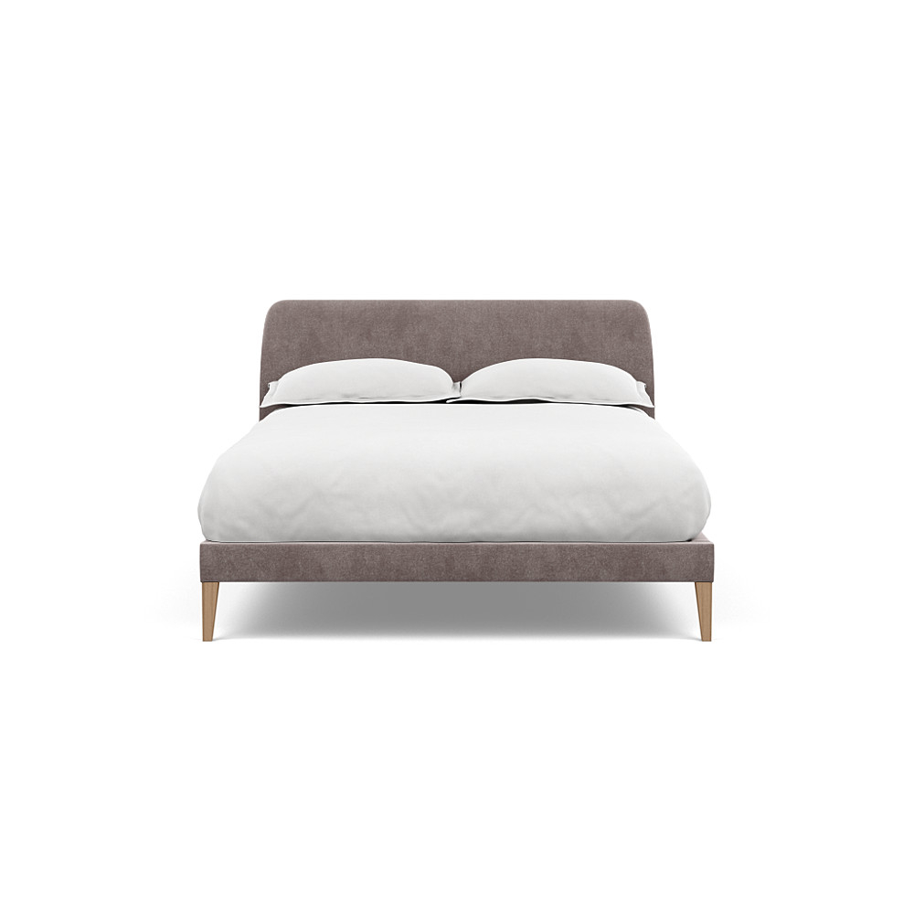 Heal's Wallis Bedstead Double Smart Luxe Velvet Mushroom Walnut Feet