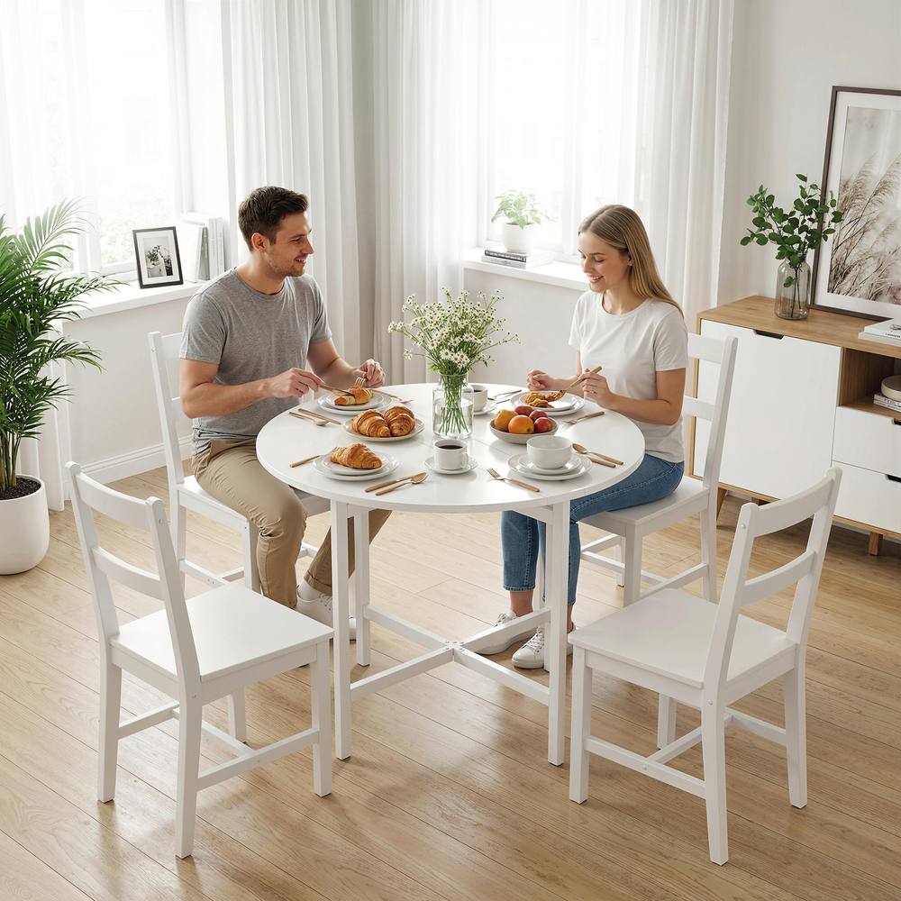 HOMCOM Folding Dining with Steel Frame for Small Spaces, White