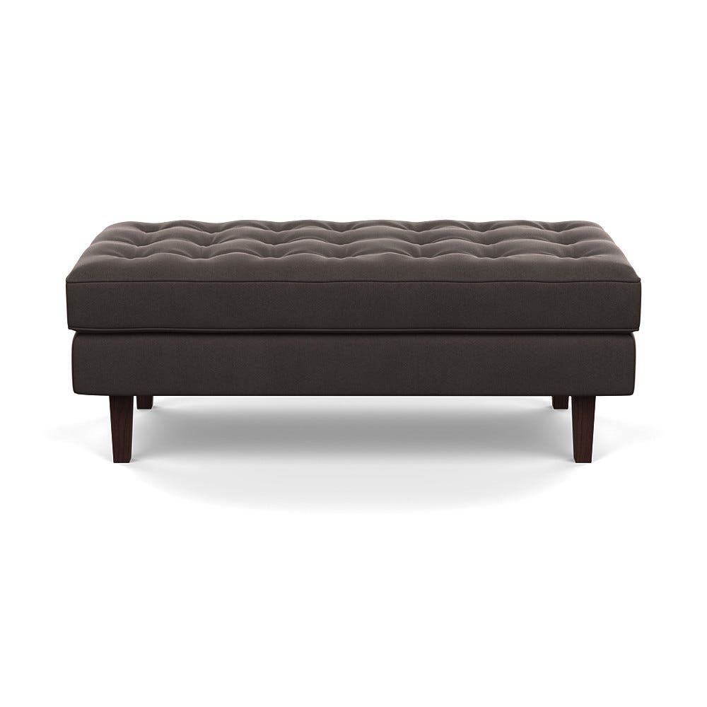Heal's Hepburn Ottoman Nobilis Velvet Sable Black Feet