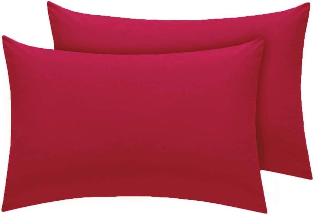 Homes-Linen Premium Percale Pillowcases 180 Thread Count Hotel Quality 2 Pack Set in Red