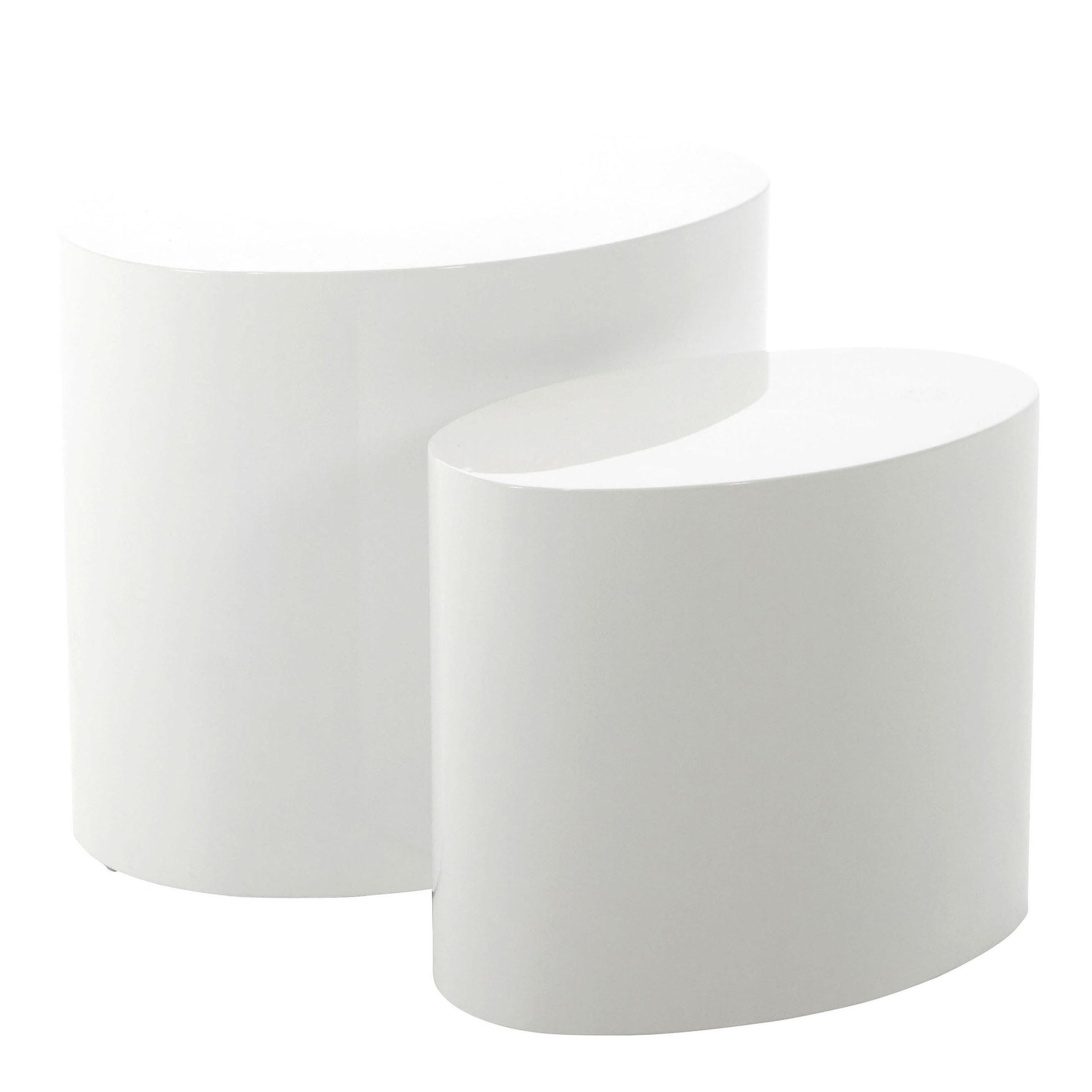 Furniture To Go Mice Oval Coffee Table in White Set of 2