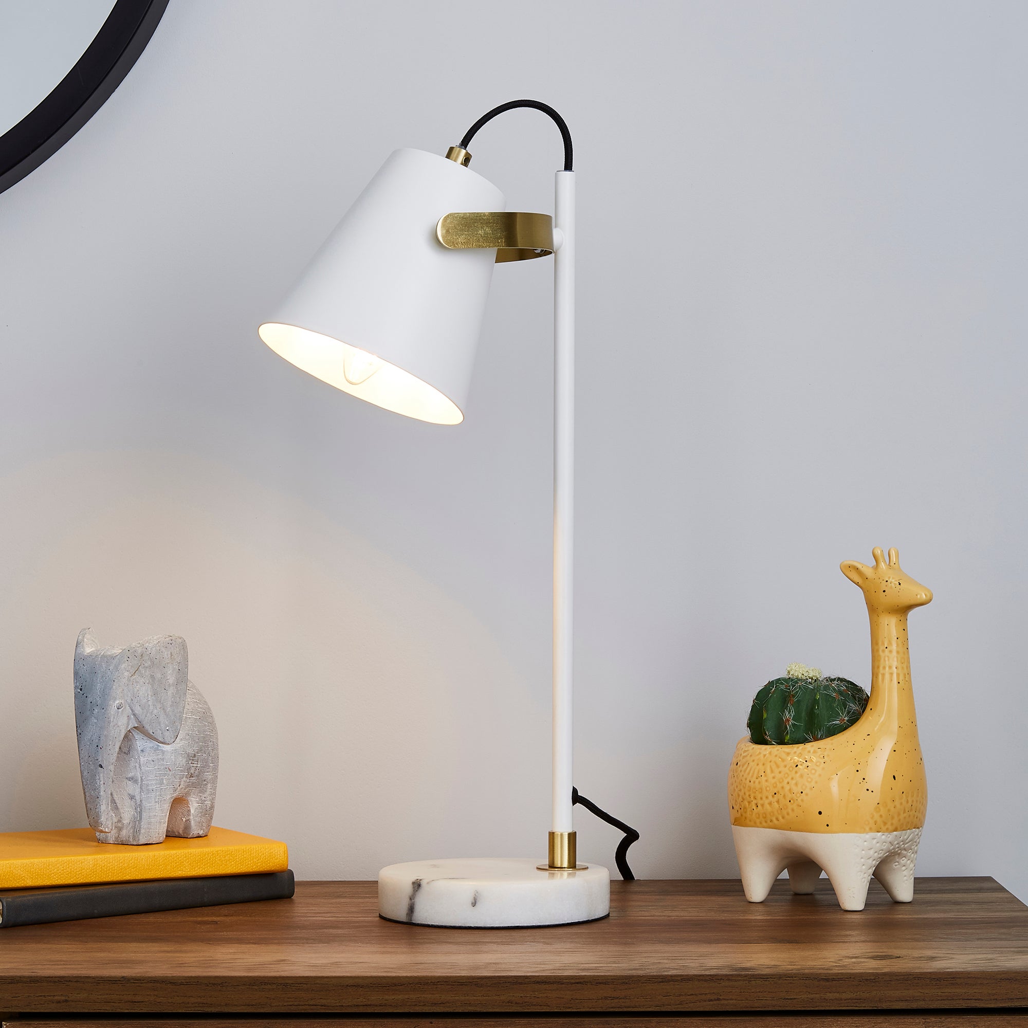 Karter Marble Base Table Lamp White