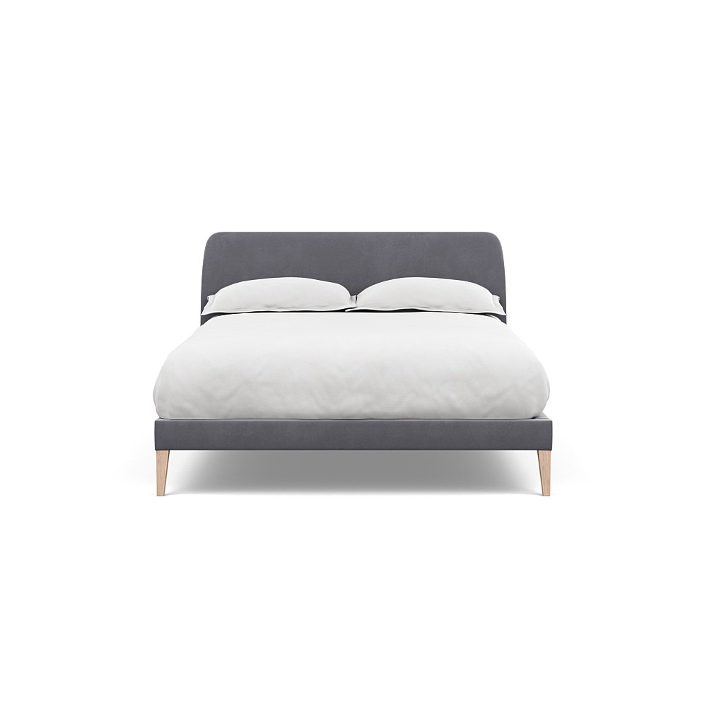 Heal's Wallis Bedstead Double Smart Velvet Dolphin Natural