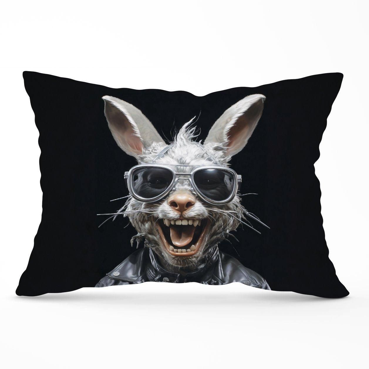 Warren Reed - Designer Funky Rabbit Face Cushions in Grey