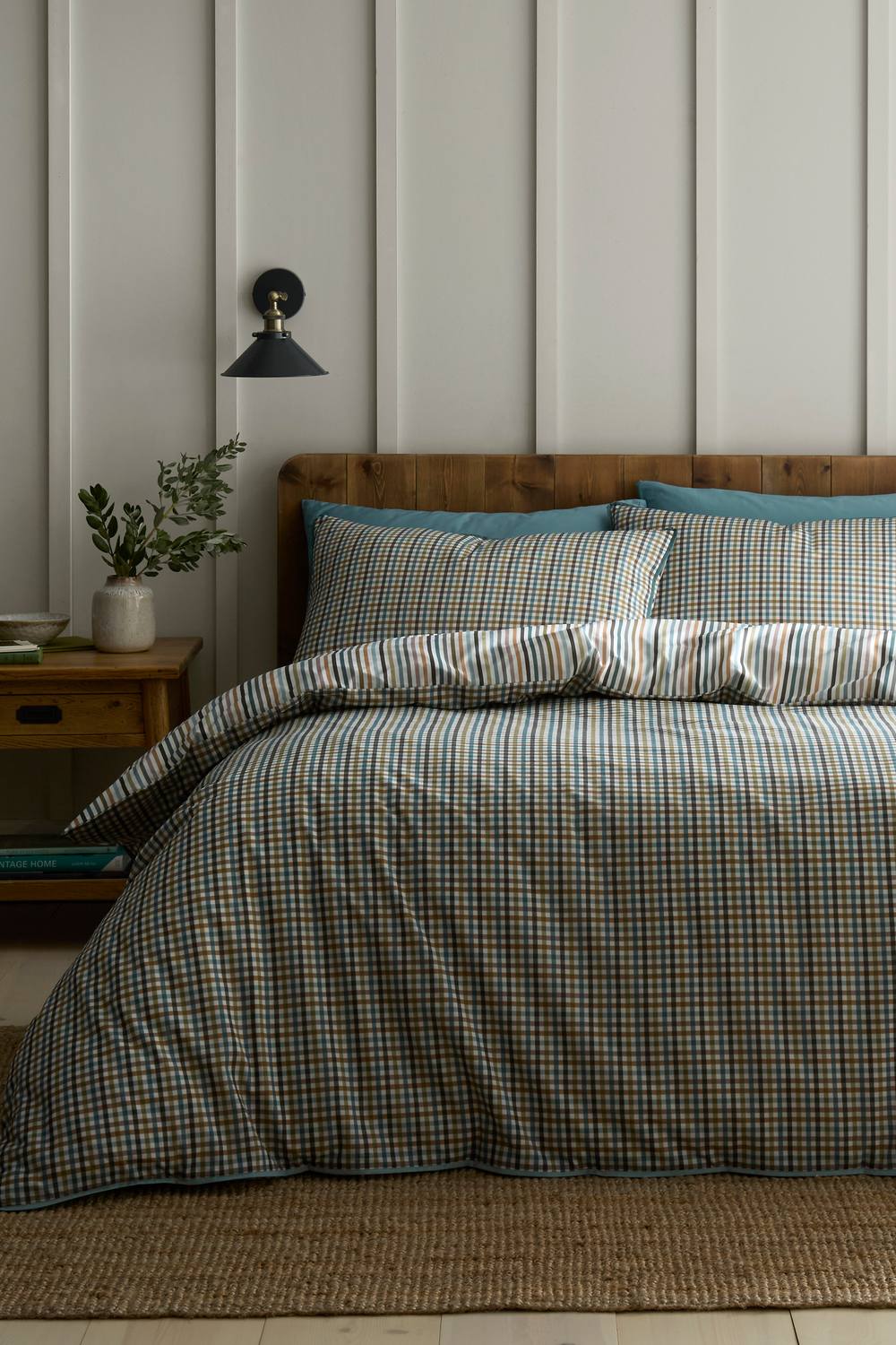 Appletree 'Micro Check' 100% Cotton Duvet Cover Set in Green