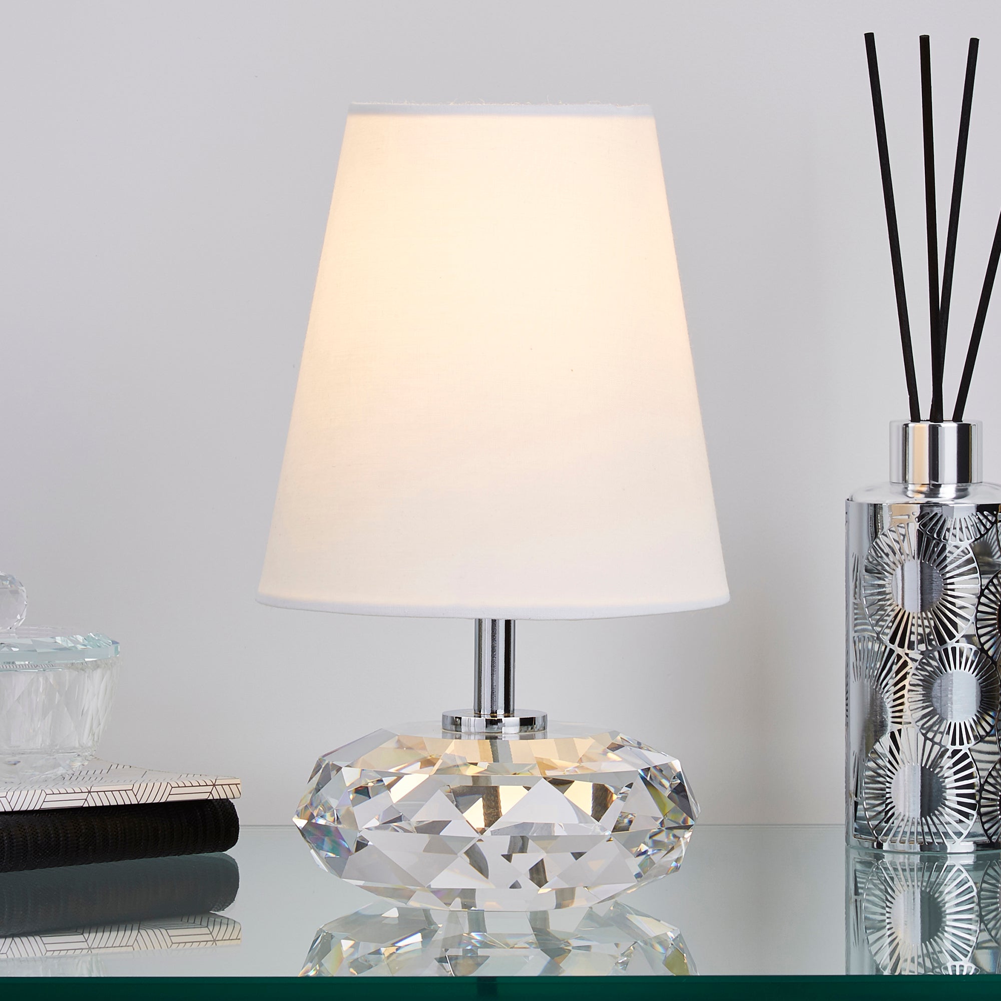 Dorma Small Crystal Table Lamp White