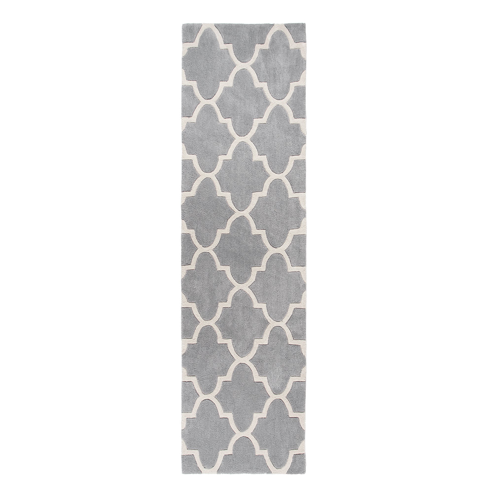 Trellis Patterned Runner Grey