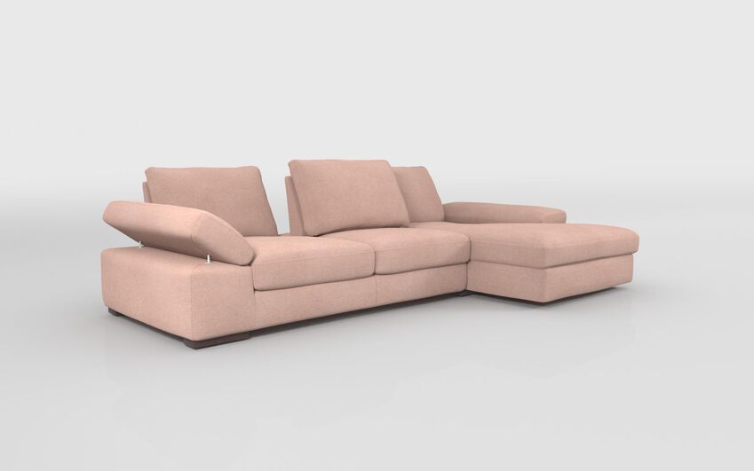 Pink Fabric Savazza 4 Seater Sofa with Adjustable Back Rest Right Hand Facing Lounger