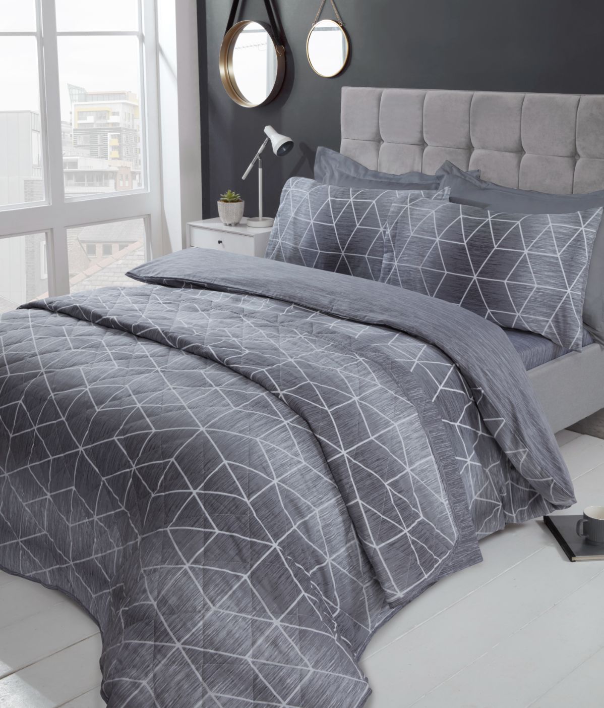 Rapport Home Calvin Polycotton Duvet Cover Set With Pillowcase in Grey