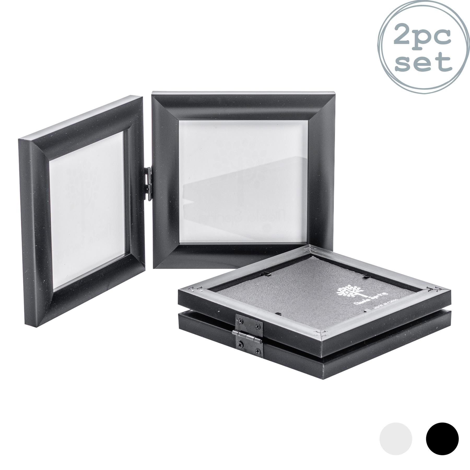 Nicola Spring Folding 2 Photo Frames - 4 x 4" - Pack of 2 in Black 1