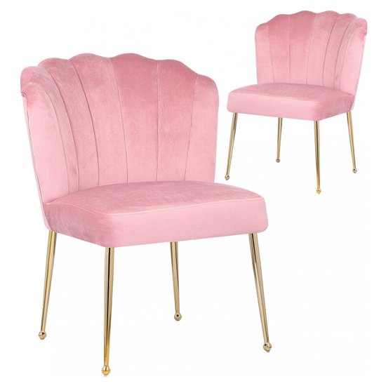 Nora Pink Velvet Dining Chairs In Pair