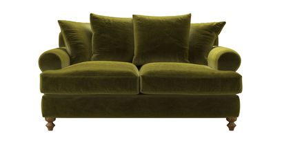 Teddy 2 Seat Sofa Bed in Olive Cotton Matt Velvet - sofa.com