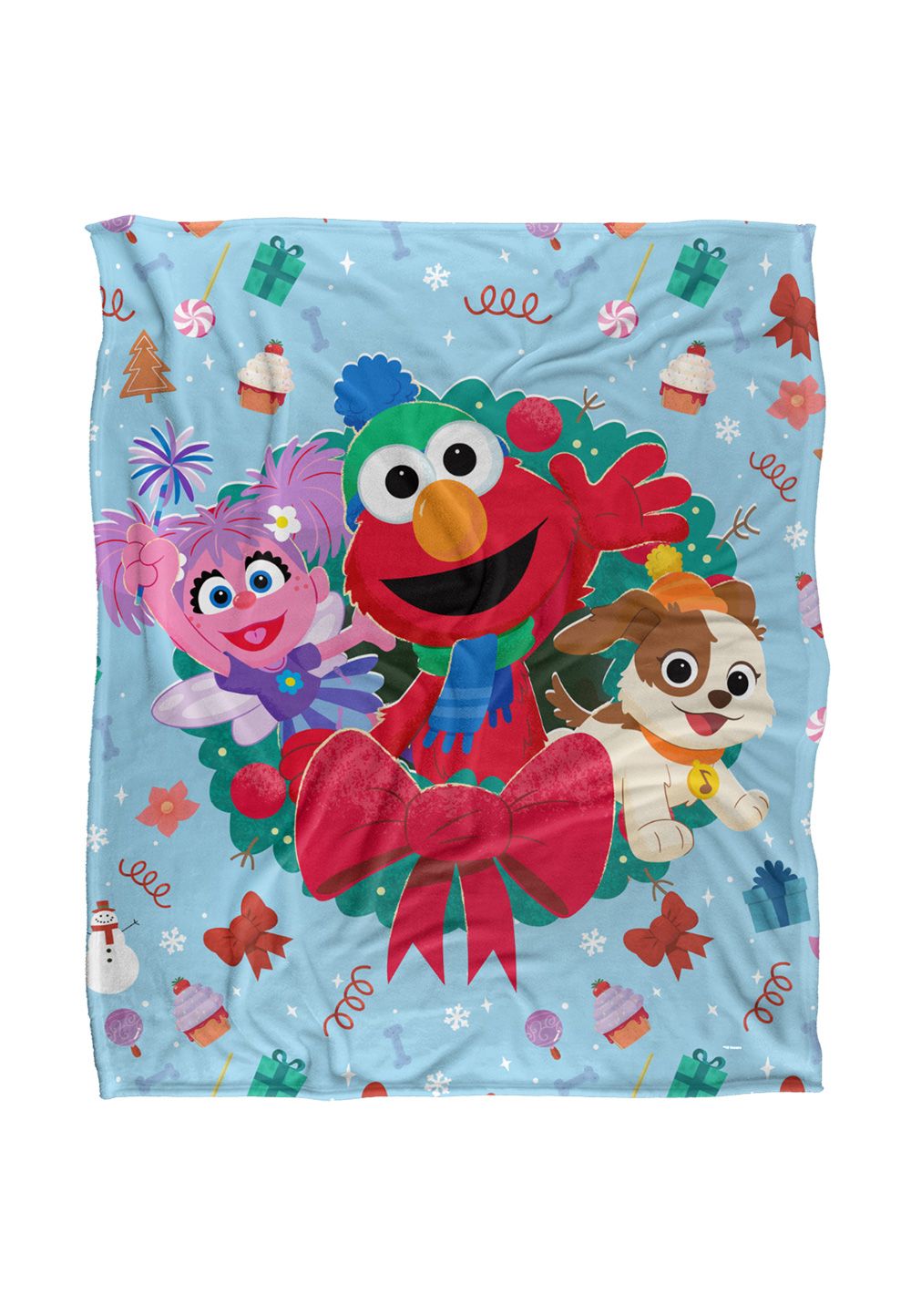 Sesame Street Furry Friends Forever Elmo Abby Wreath Silky Touch Super Soft Throw Blanket 152 X 127 cm in White