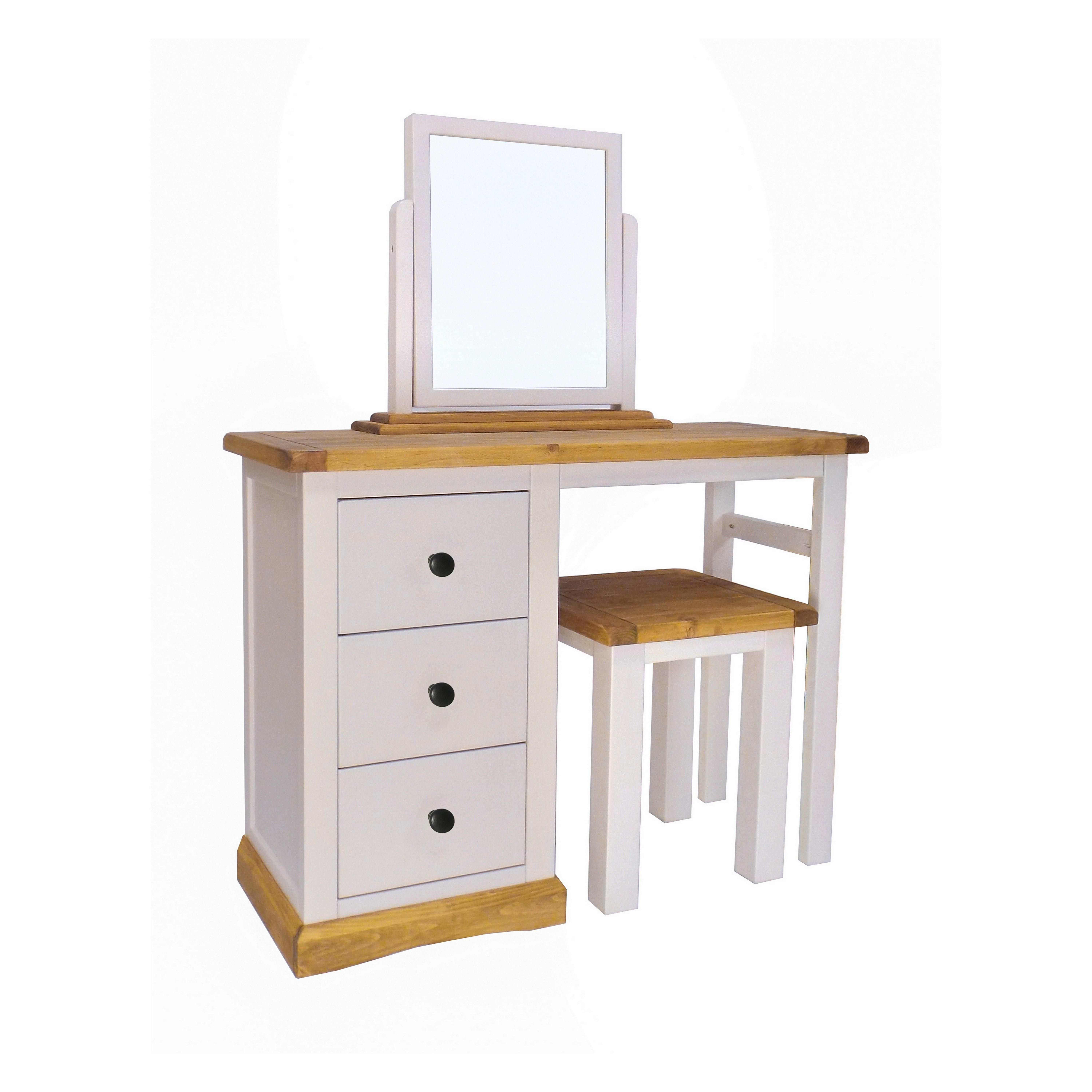 Cabinet Bits Bomporto 3 Drawer Dressing Table Set Brass Knob in Light Grey