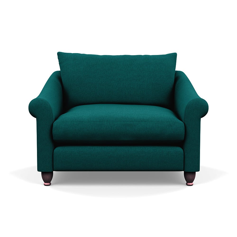 Heal's Devon Loveseat Brushed Cotton Pine Walnut Stained Feet