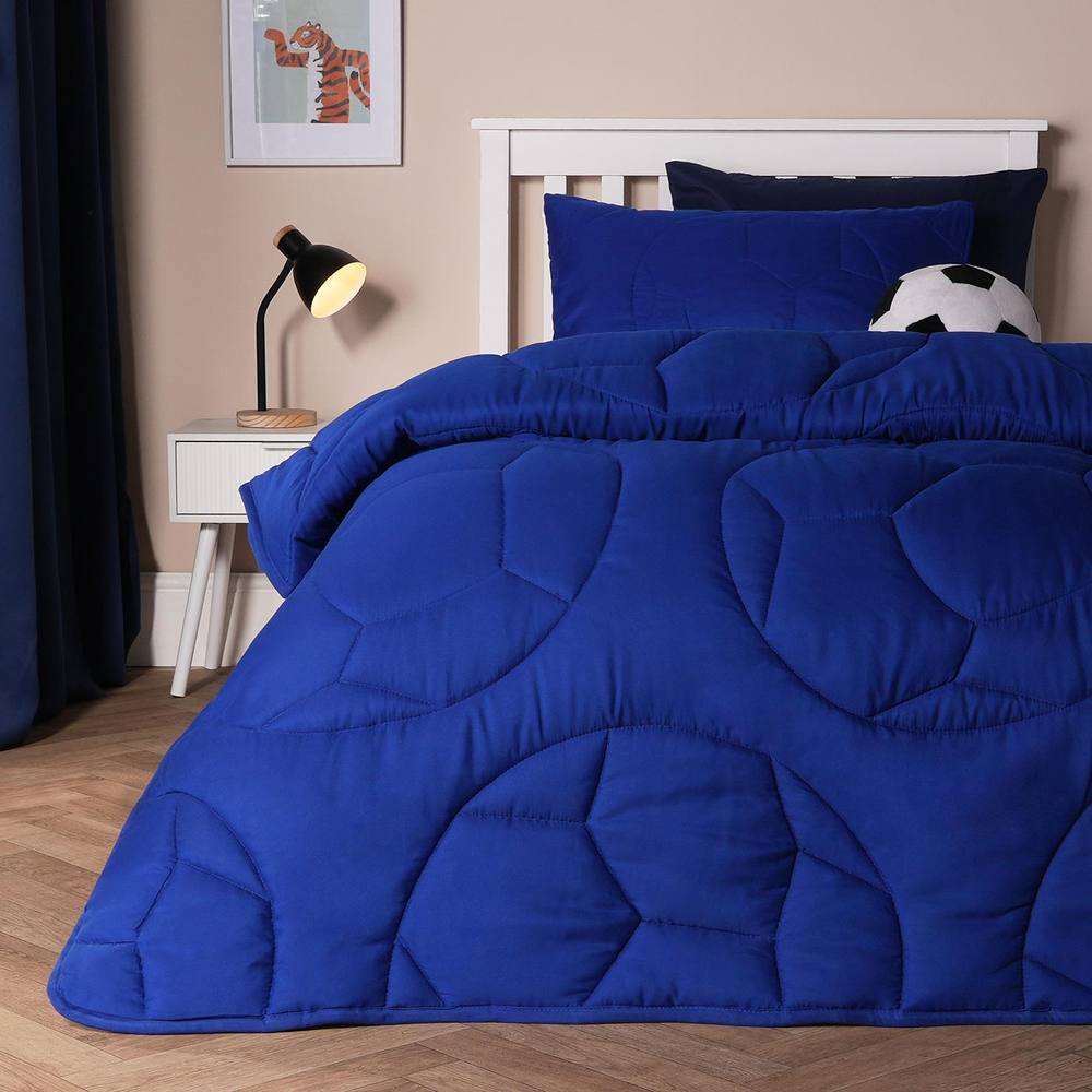 OHS Football Coverless 7.5 Tog Duvet Pillowcase Set Embossed Quilt in Blue