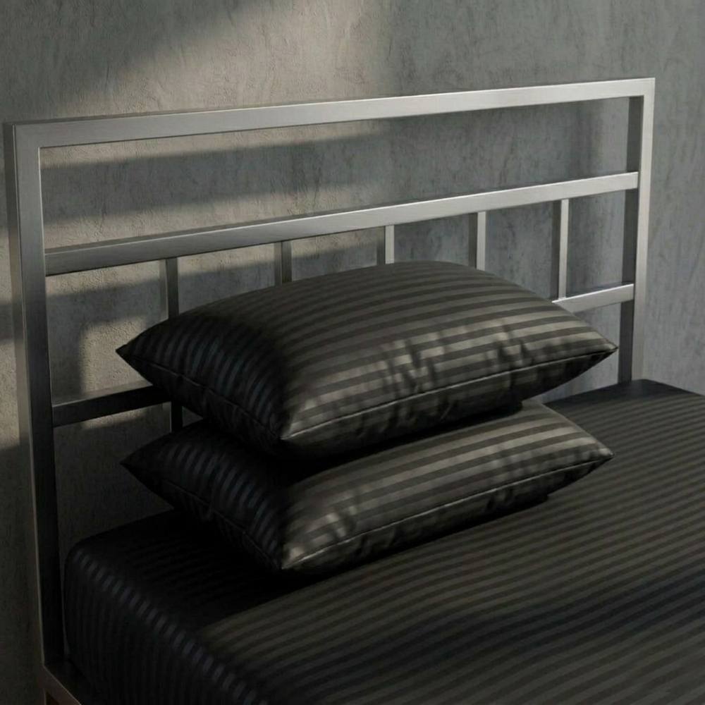 Snug City Luxury 250TC Housewife Satin Stripe Pillowcase Pair Soft Touch in Black