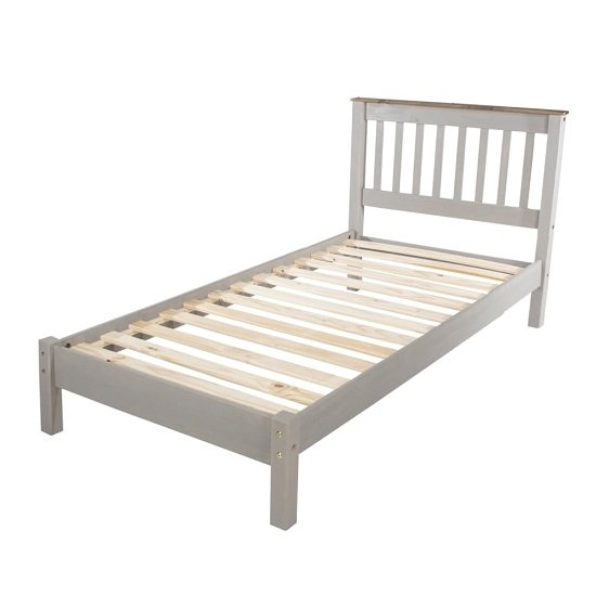 Corina Single Slatted Bed In Grey Wax Finish